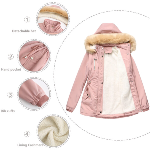 Ladies Cotton Jacket Hood And Fleece Jacket - Image 3