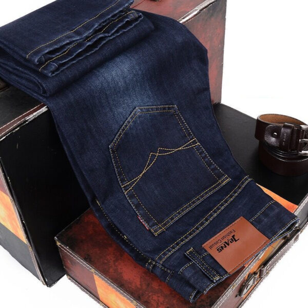 Loose Straight Casual Work Stretch Jeans For Men - Image 3