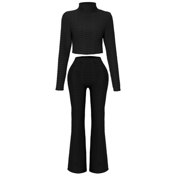 Women's Fashion Casual Suits Short Tops Slim Fit Flared Pants - Image 6