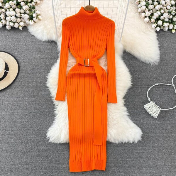 Elastic Tight-fitting Knitted Buttock Dress - Image 5