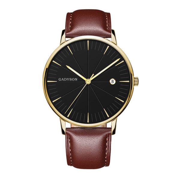 Europe And The United States New Simple Black Business Calendar Men Watch - Image 2
