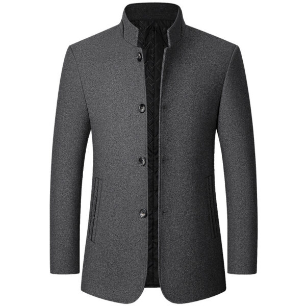 Standing Collar Middle-aged Men's Woolen Jacket Men's Zhongshan Suit - Image 7