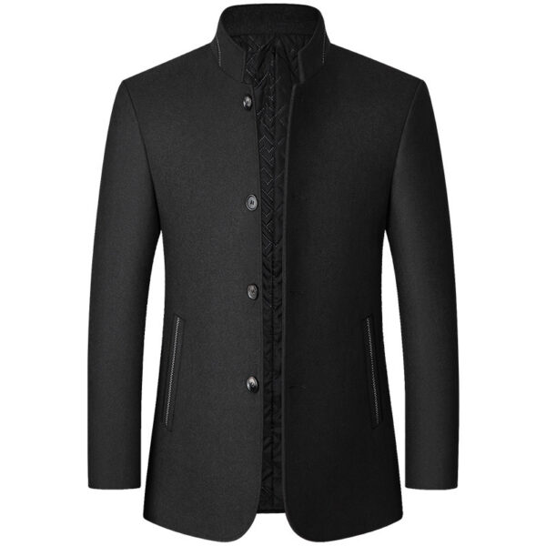 Standing Collar Middle-aged Men's Woolen Jacket Men's Zhongshan Suit - Image 8