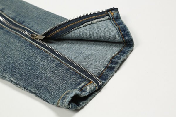 Distressed Slim-fit Jeans With Zipper Straight Pants - Image 5