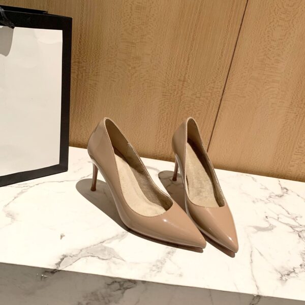 Nude Patent Leather Pointed-toe Stiletto Pumps Women - Image 2