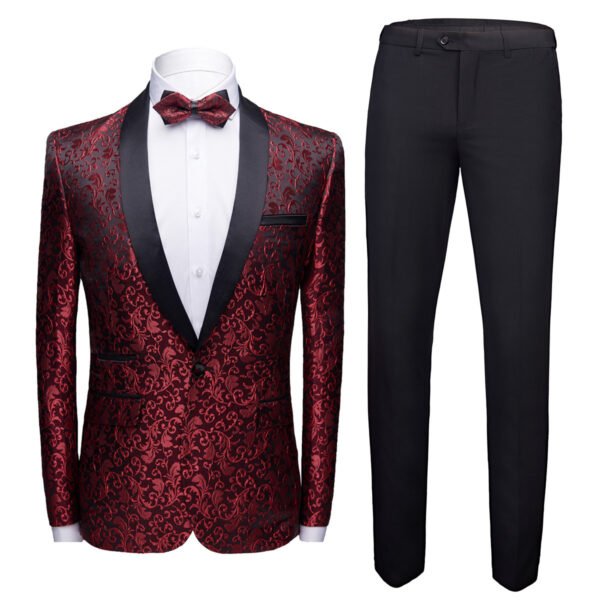 Men's Floral Suit Trousers Suit Slim-fit Banquet Stage Wear - Image 3