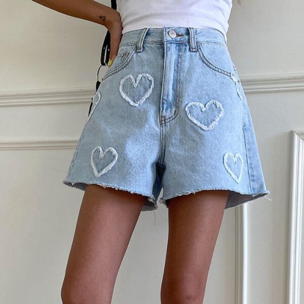 Water Scrubbing High Waist Denim Shorts - Image 10