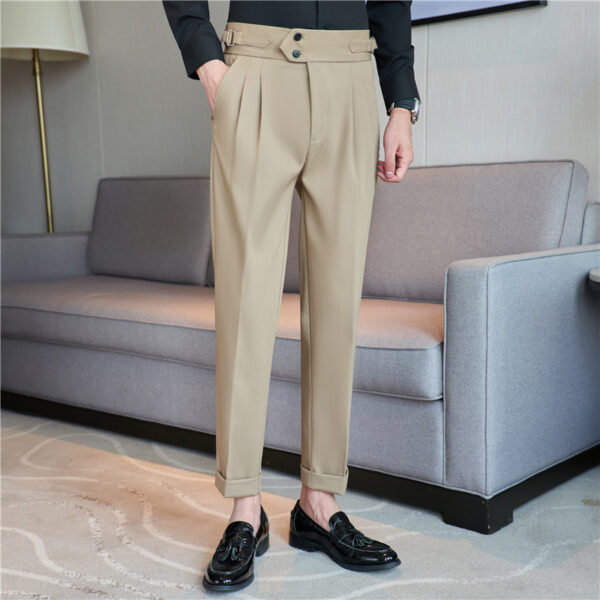 Men's Mid High Waisted Drape Style Long Casual Pants - Image 10
