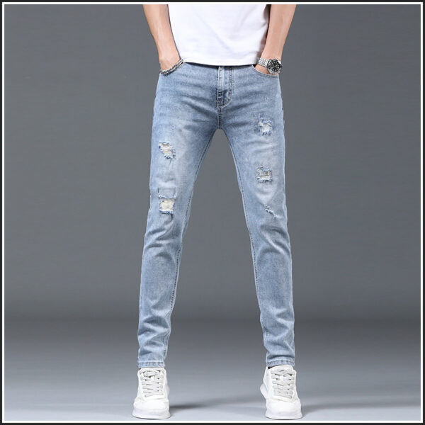 Thin Men's Slim Fit Ripped Leisure Trousers - Image 3