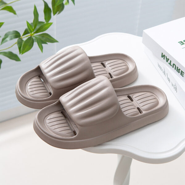 Summer Solid Color Stripe Slippers Non-slip Floor Bathroom Slipper Indoor House Shoes For Men Women Couples - Image 6