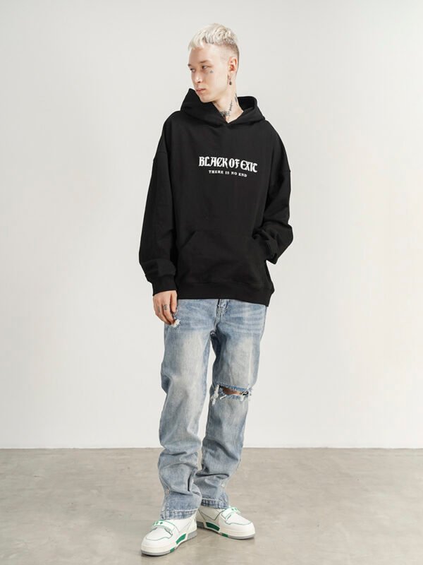 One-knee Hole-breasted Split Straight-leg Jeans - Image 2