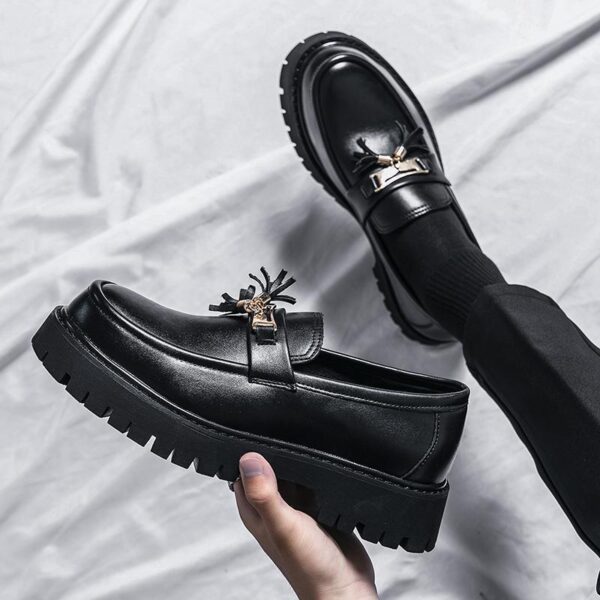 Men's Shoes British Style Black Leather Shoes - Image 4