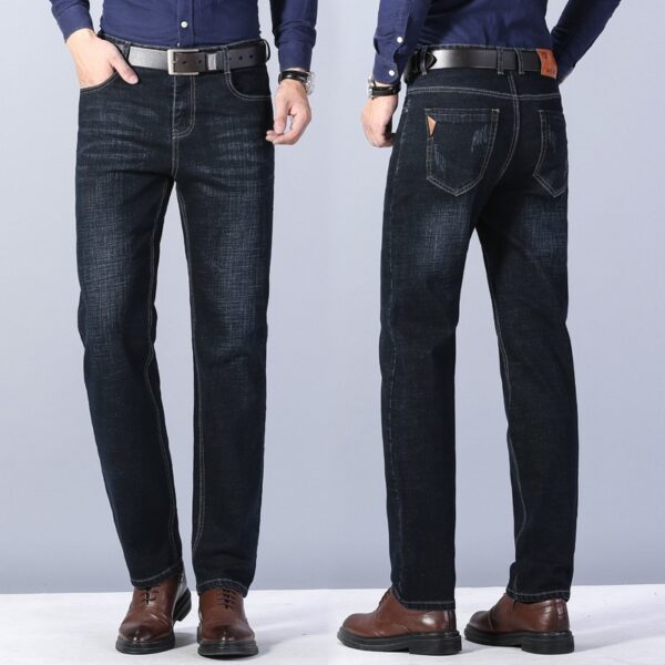 Loose Straight Casual Work Stretch Jeans For Men - Image 2