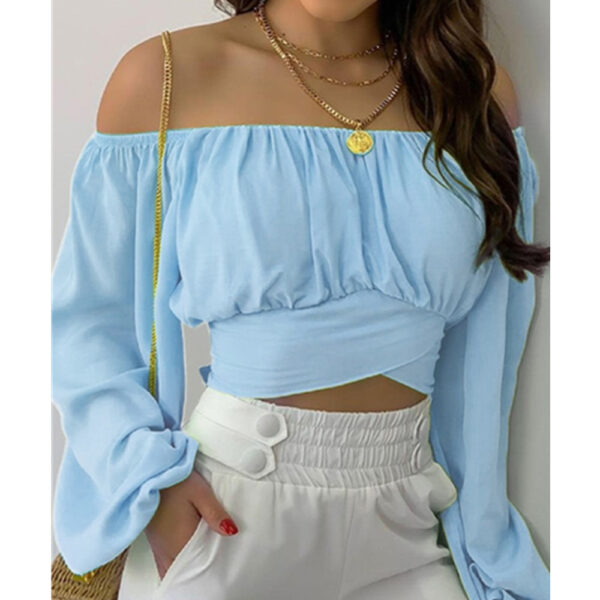 Long-sleeved Lantern Sleeves Solid Color - Image 5