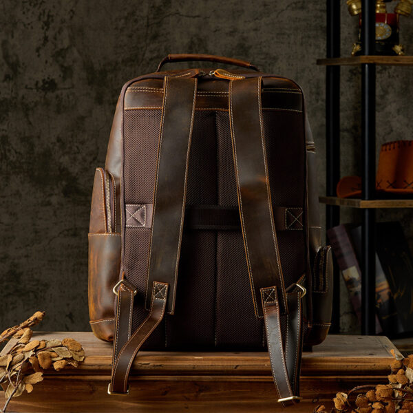 Handmade Leather Backpackage Men's British Style Retro - Image 2