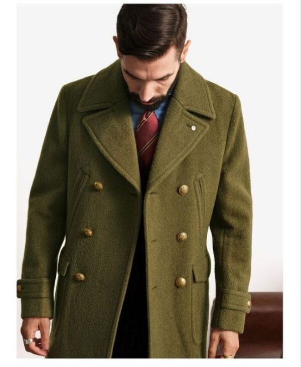 Men's Mid-length Long Sleeve Woolen Coat - Image 10