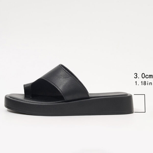 Thick-soled Clip Toe Flat Slippers Outdoor Summer Casual Solid Color Slides Shoes For Women - Image 7