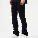 Layered Fringed Casual Fashion Denim Trousers