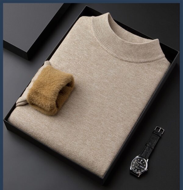Men's Solid Color With Fur Thickened Mink Knitwear - Image 2