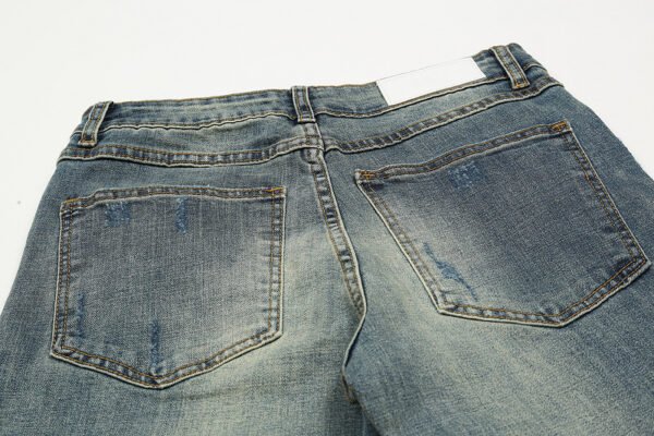 Distressed Slim-fit Jeans With Zipper Straight Pants - Image 3