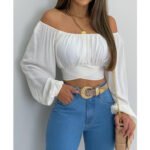Long-sleeved Lantern Sleeves Solid Color