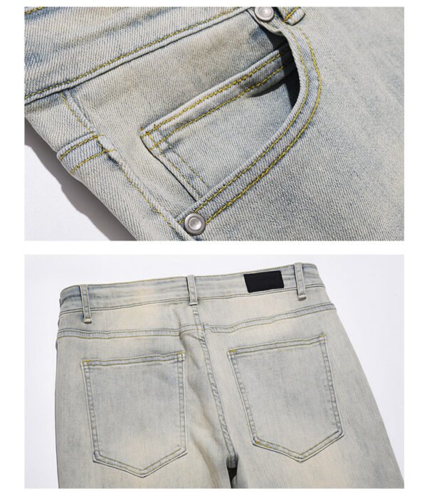 High Street Yellow Mud Washed And Distressed Men's Casual Pants - Image 5
