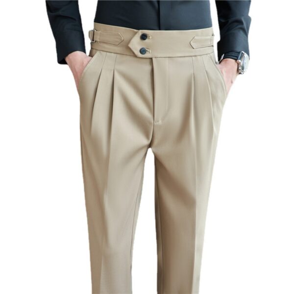 Men's Mid High Waisted Drape Style Long Casual Pants - Image 6