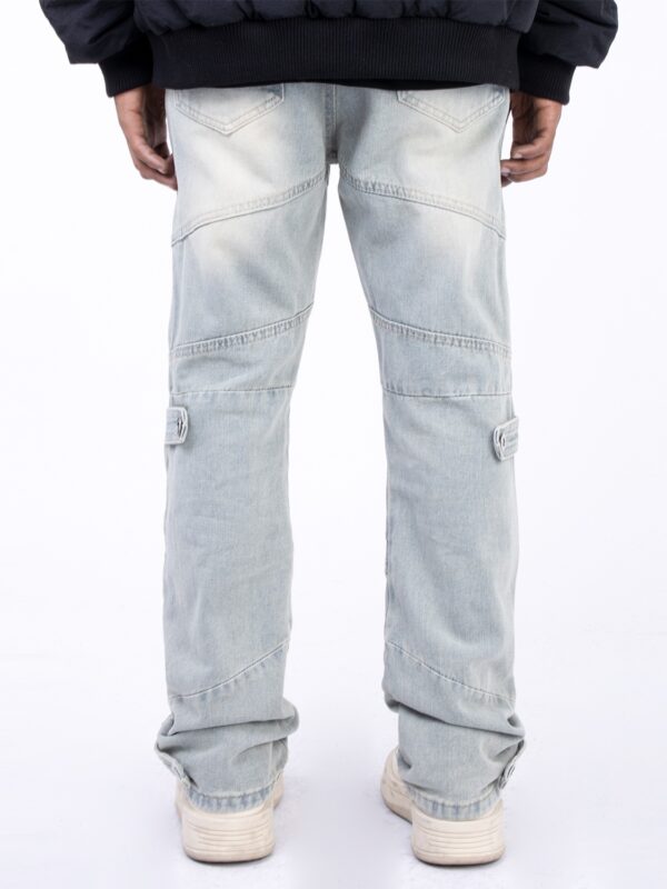 American Retro Line Segmentation Design Straight Leg Pants - Image 2