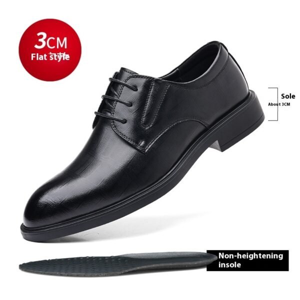 Men's Hollow-out Cowhide Height Increasing Insole Business Leather Shoes - Image 9