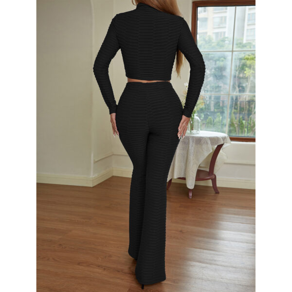 Women's Fashion Casual Suits Short Tops Slim Fit Flared Pants - Image 3