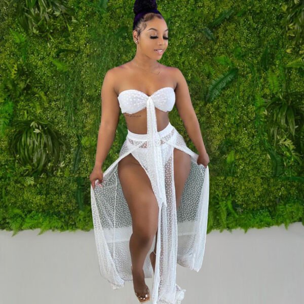 Skirt 3 Piece Solid Color Sexy Swimsuit - Image 2