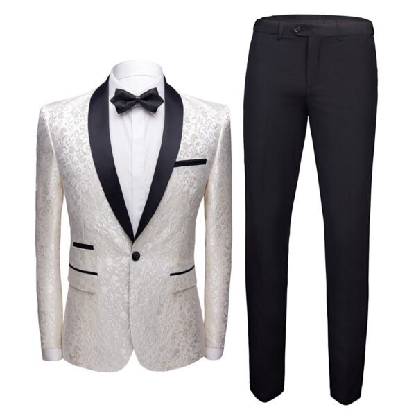 Men's Floral Suit Trousers Suit Slim-fit Banquet Stage Wear - Image 2