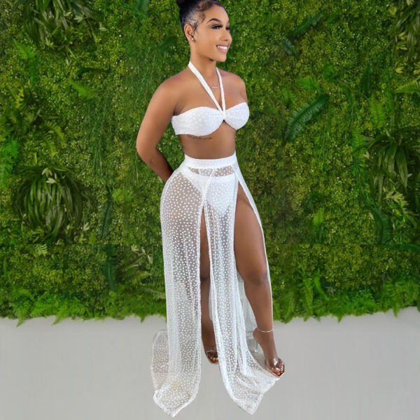 Skirt 3 Piece Solid Color Sexy Swimsuit - Image 5