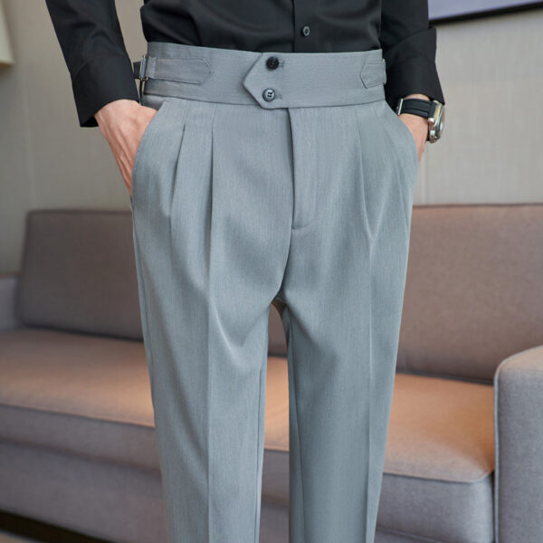 Men's Mid High Waisted Drape Style Long Casual Pants - Image 4