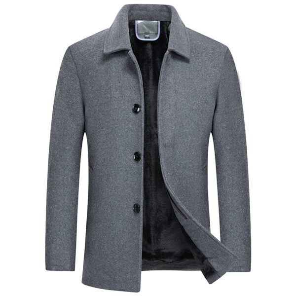 Men's Woolen Overcoat With Fleece And Thick Lapels - Image 2