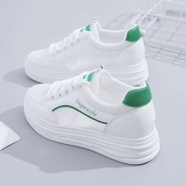 Women's Sports White Shoes Thick Sole Height Increasing - Image 2
