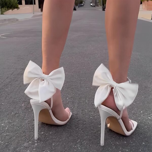 Rhinestone Stiletto Sandals With Back Bow - Image 8