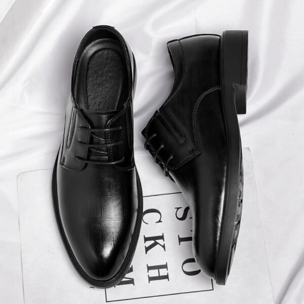 Men's Hollow-out Cowhide Height Increasing Insole Business Leather Shoes - Image 2