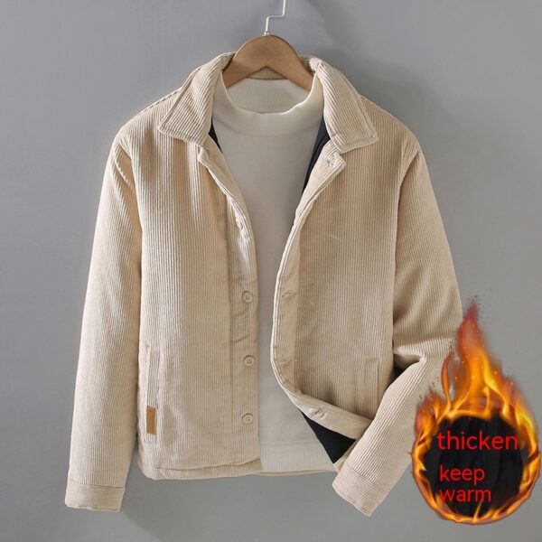 Men's Lapel Corduroy Loose Retro Corduroy Cotton Coat - Image 2