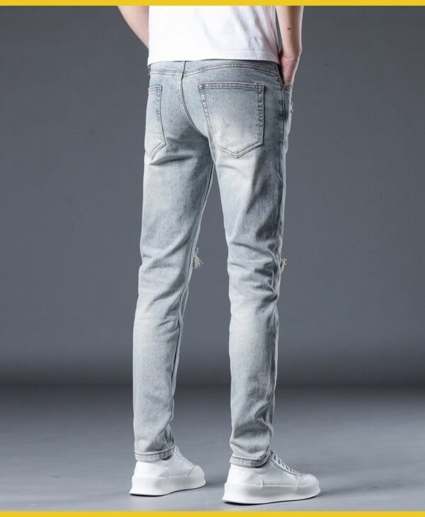 New Patch Ripped Jeans Men's Stretch - Image 8