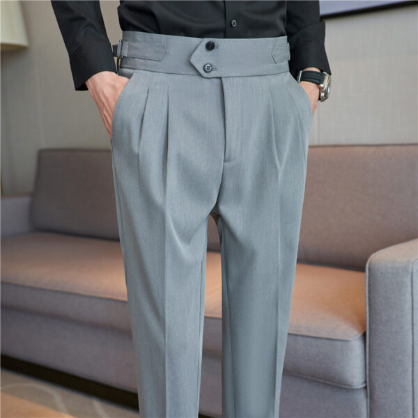 Men's Mid High Waisted Drape Style Long Casual Pants - Image 9