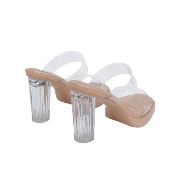 Ankle-strap High Heel Women's Sandals Transparent Crystal Thick Heel Shoes For Outer Wear - Image 5