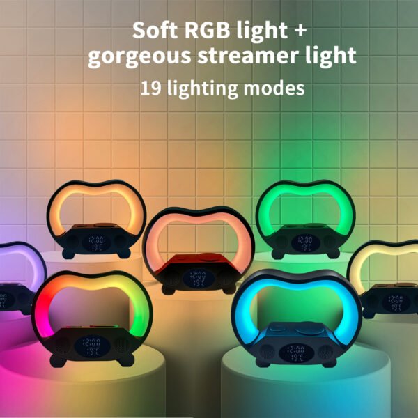 2024 New 6 In 1 Smart Remote Control Bluetooth Ambience Intelligent LED Table Lamp Multi-function Wireless Charger Night Light Bluetooth Speaker - Image 2