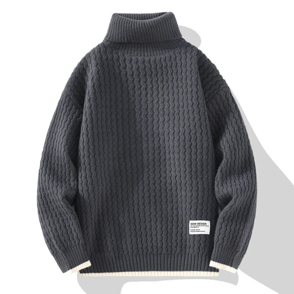 Winter Turtleneck Sweater Men's Loose Solid Color - Image 3
