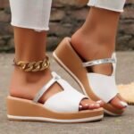 Plus Size Wedge Slippers Women's Platform Height Increasing