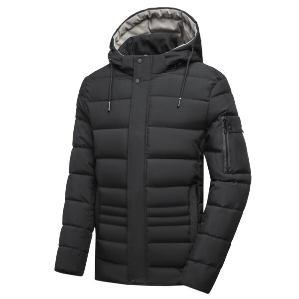 Fleece-lined Thickened Cotton Clothing Men's Coat Hooded Detachable Plus Size - Image 7