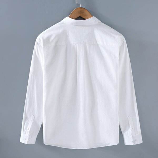 Pocket Pure Cotton Shirt Men's Long Sleeve Retro - Image 2