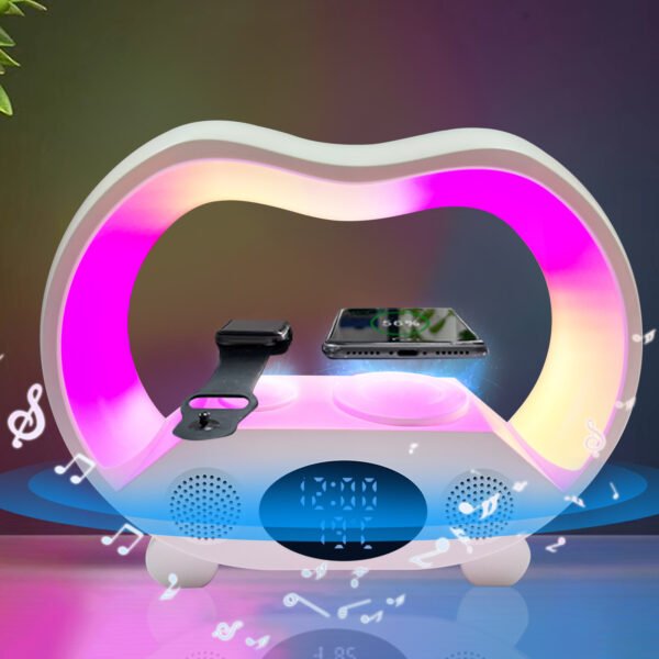 2024 New 6 In 1 Smart Remote Control Bluetooth Ambience Intelligent LED Table Lamp Multi-function Wireless Charger Night Light Bluetooth Speaker - Image 7
