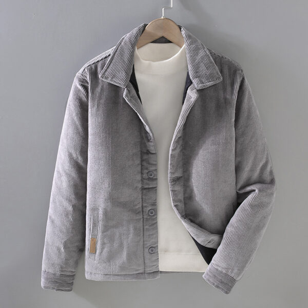 Men's Lapel Corduroy Loose Retro Corduroy Cotton Coat - Image 7
