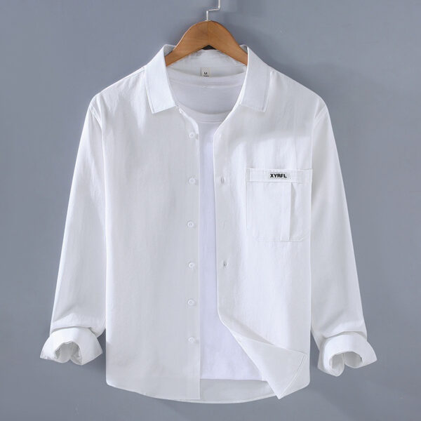 Pocket Pure Cotton Shirt Men's Long Sleeve Retro
